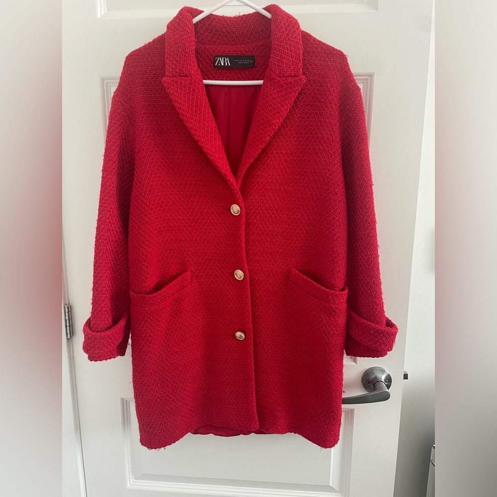 Zara Vibrant Red Wool Coat
